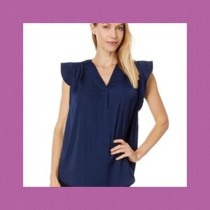 Soho Deep Blue Flutter Sleeve Blouse.29